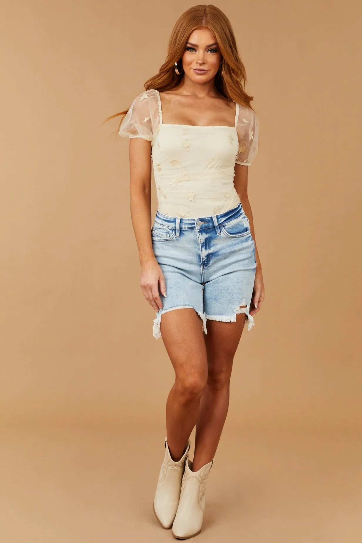 Champagne Star Embroidered Mesh Bodysuit sold by Lime Lush product image thumbnail 3