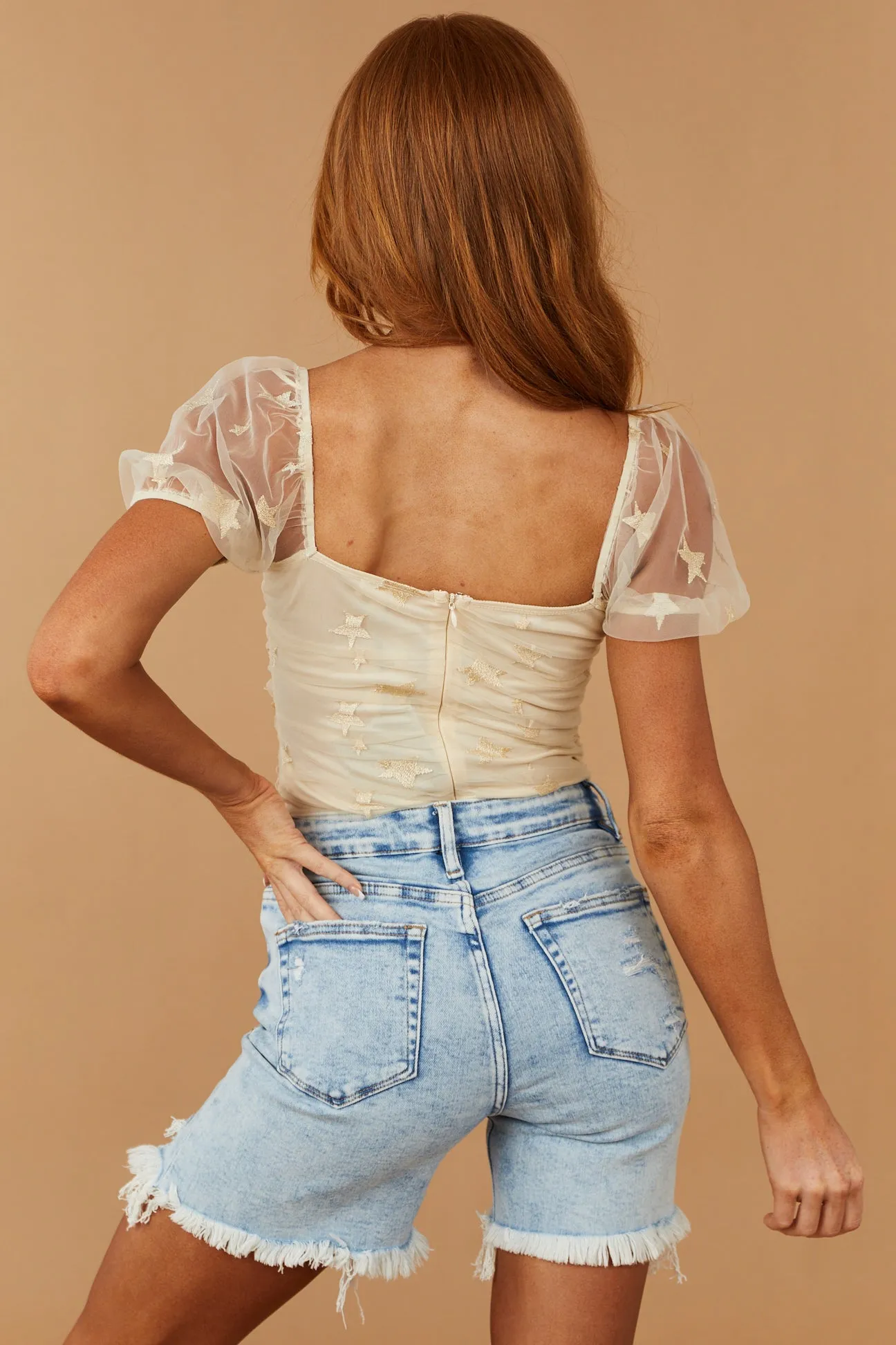 Champagne Star Embroidered Mesh Bodysuit sold by Lime Lush product image thumbnail 5