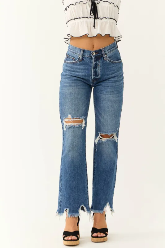 Special A Medium Washed Shark Bite Hem Distressed Jeans sold by Lime Lush