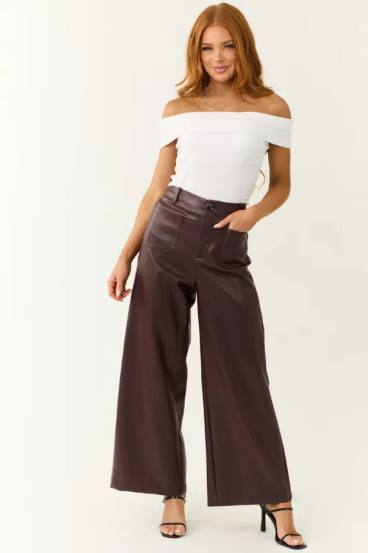 Chocolate Faux Leather Wide Leg Pants sold by Lime Lush