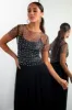 Black Pearl and Rhinestone Short Sleeve Mesh Top sold by Lime Lush
