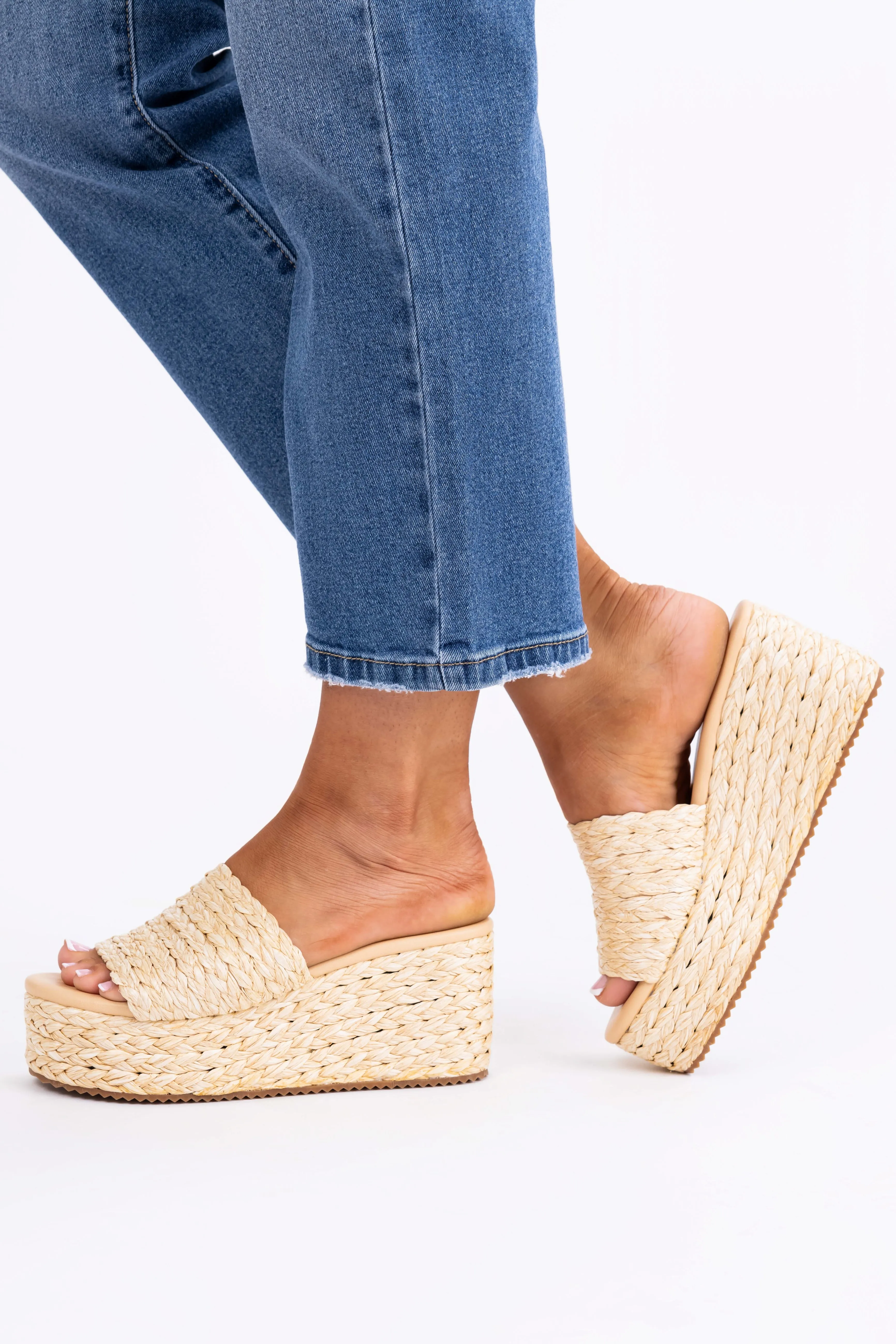 Sand Jute Woven Cushioned Platform Wedges sold by Lime Lush product image thumbnail 5