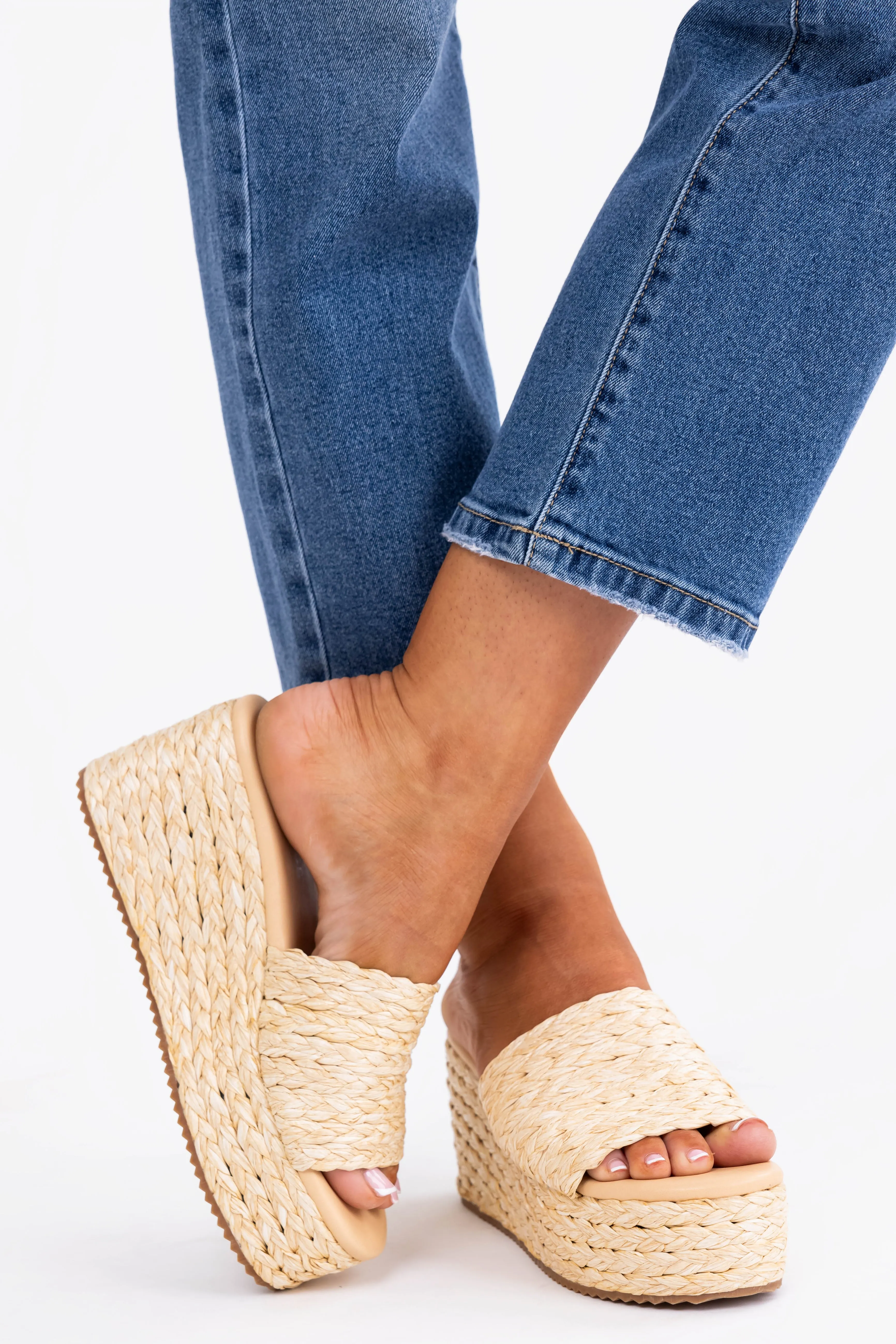 Sand Jute Woven Cushioned Platform Wedges sold by Lime Lush product image thumbnail 4