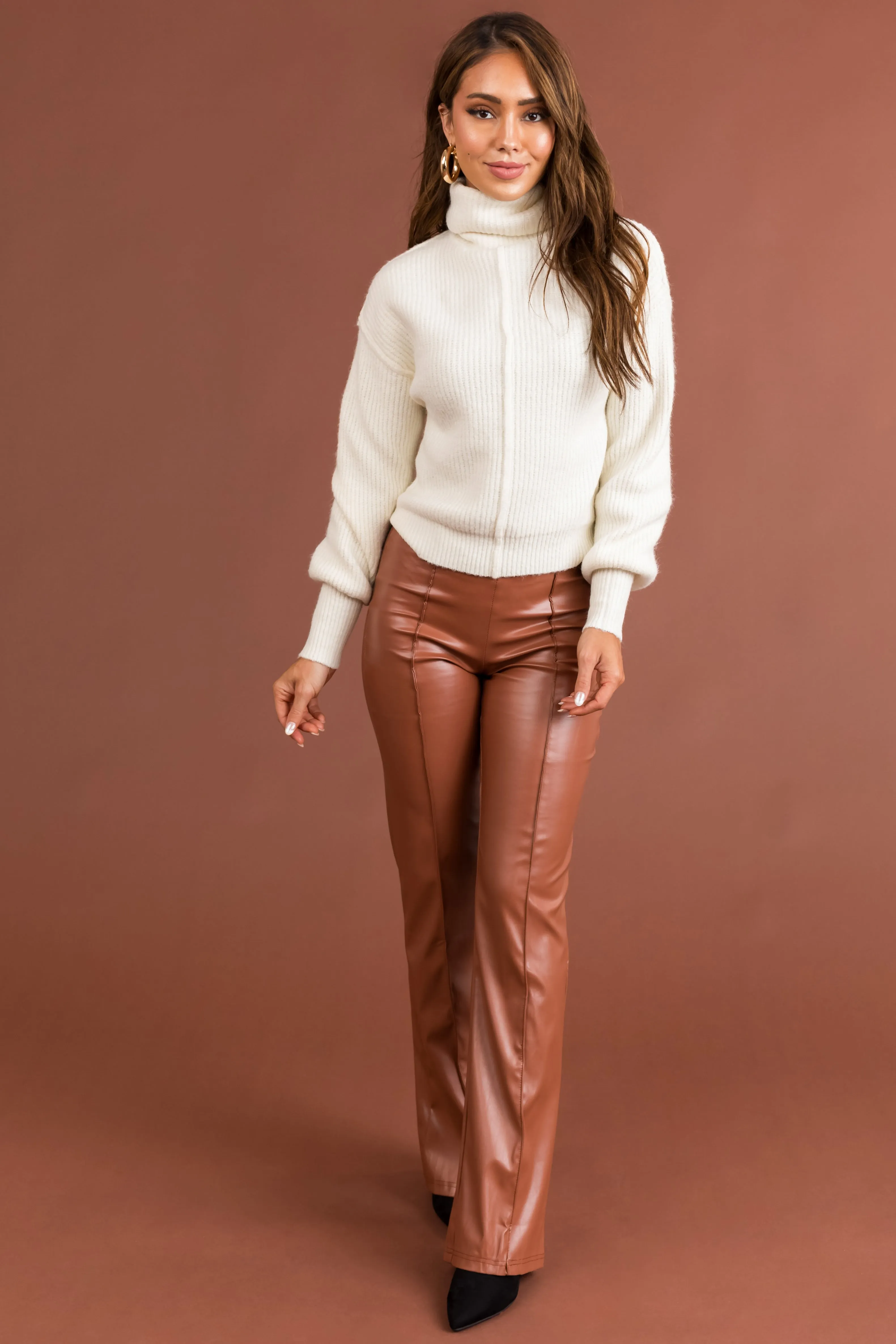 Spice High Waist Flared Faux Leather Pants sold by Lime Lush product image thumbnail 5