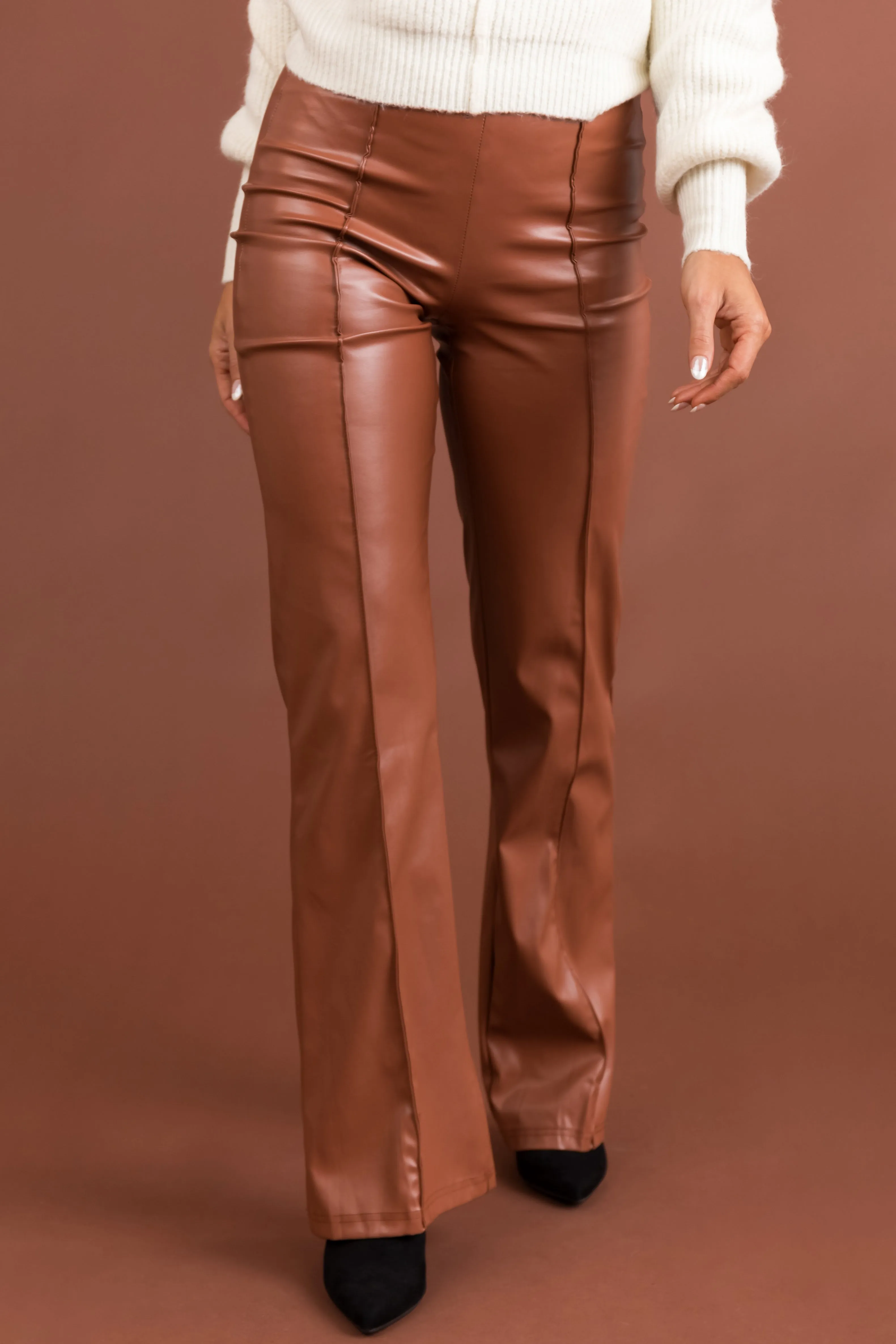 Spice High Waist Flared Faux Leather Pants sold by Lime Lush product image thumbnail 2