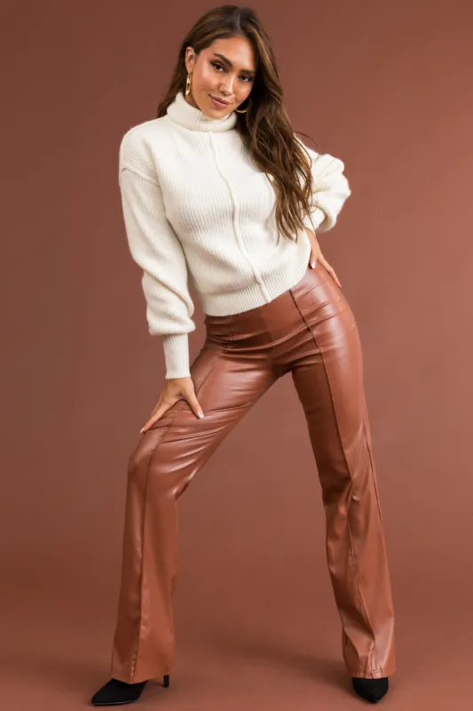Spice High Waist Flared Faux Leather Pants sold by Lime Lush