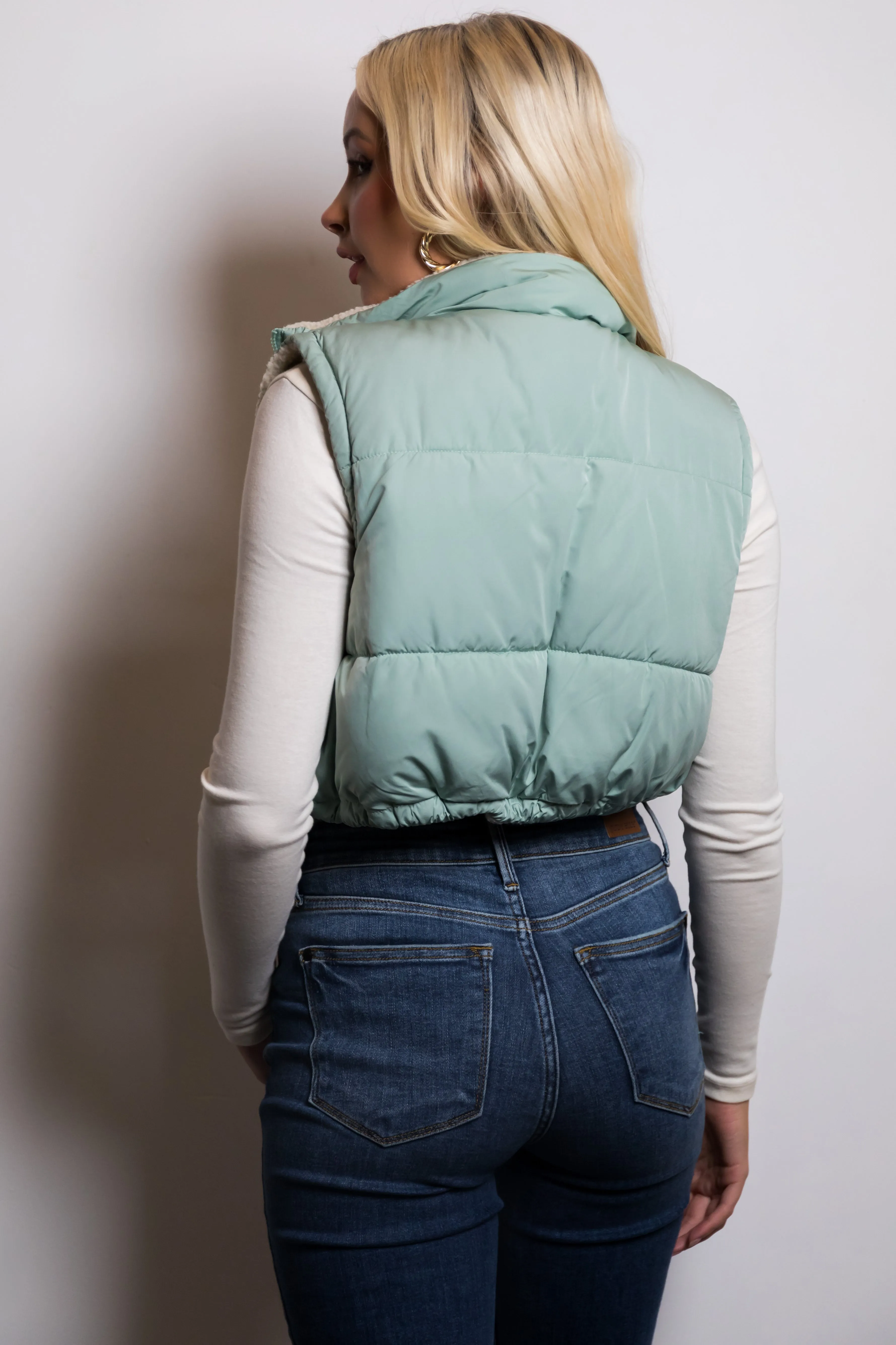 Mint Reversible Zip Up Puffer Vest sold by Lime Lush product image thumbnail 5