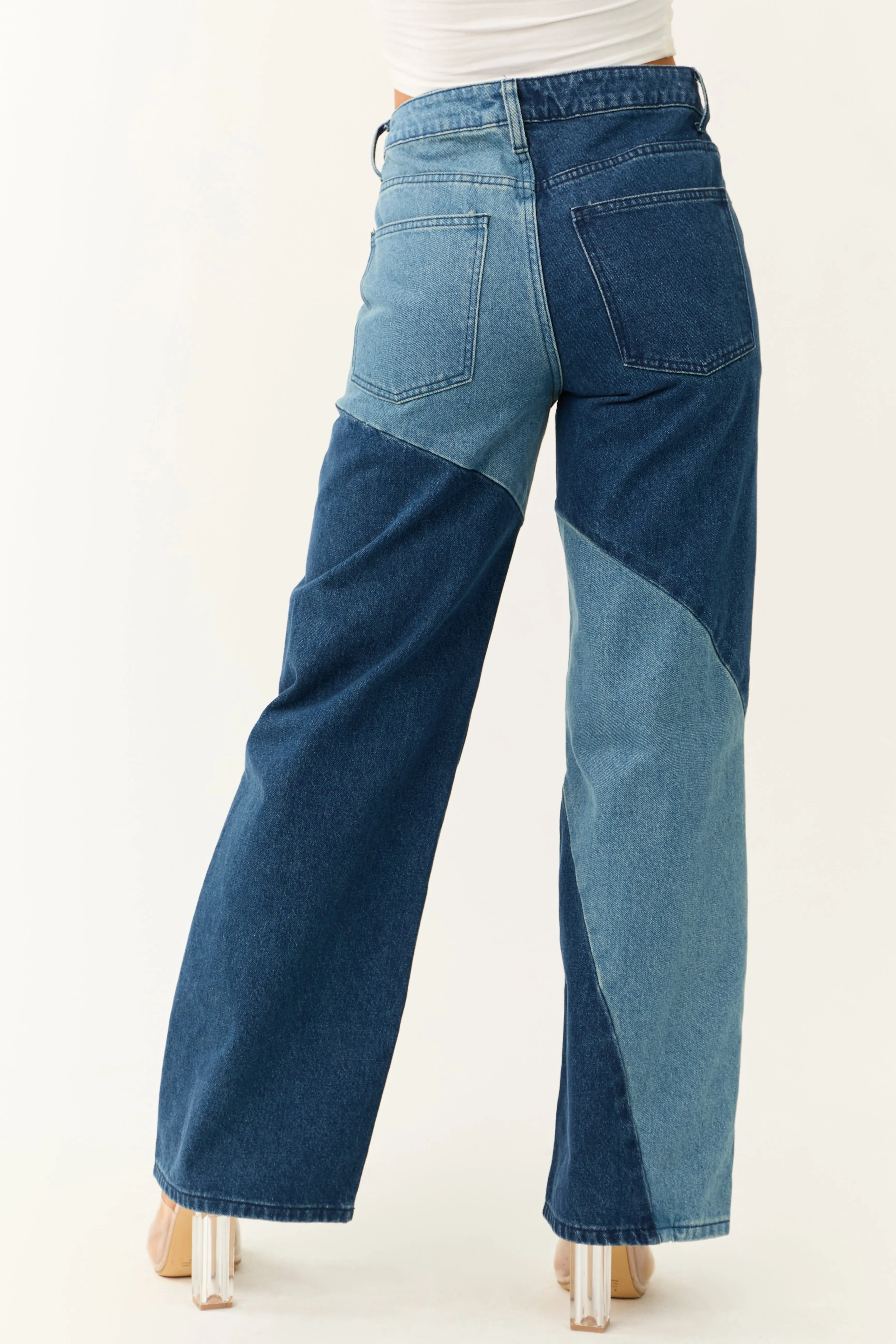 Medium and Dark Wash Denim Colorblock Jeans sold by Lime Lush product image thumbnail 4