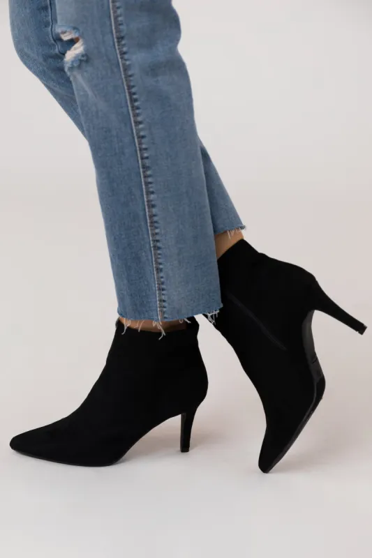 Black Faux Suede Pointed Toe Stiletto Booties sold by Lime Lush