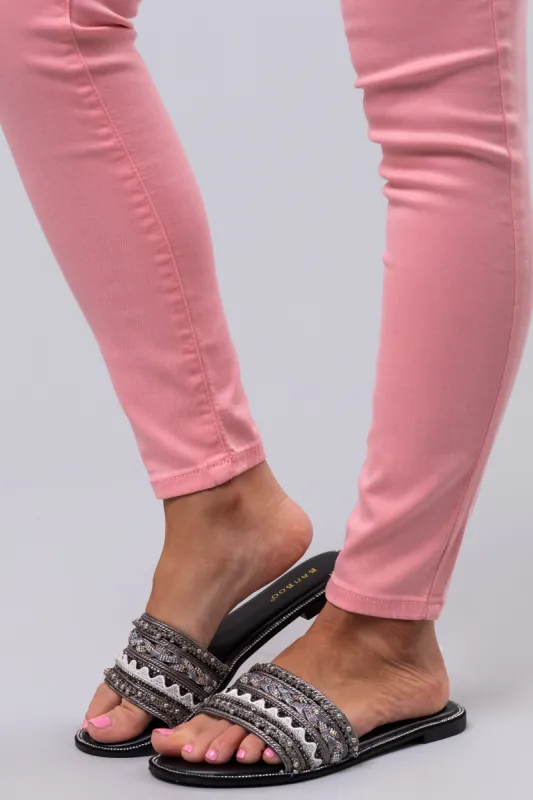 Black Multi Embellished Strap Sandals sold by Lime Lush