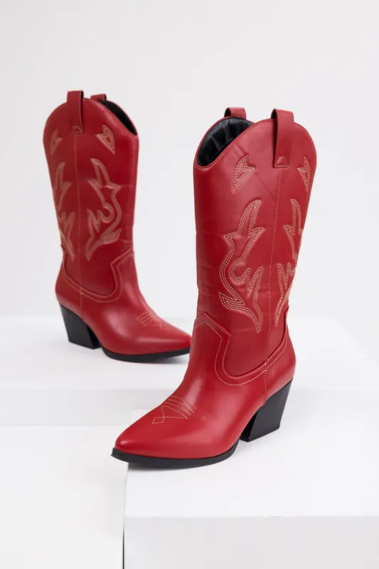 Ruby Embroidered Tall Western Boots sold by Lime Lush