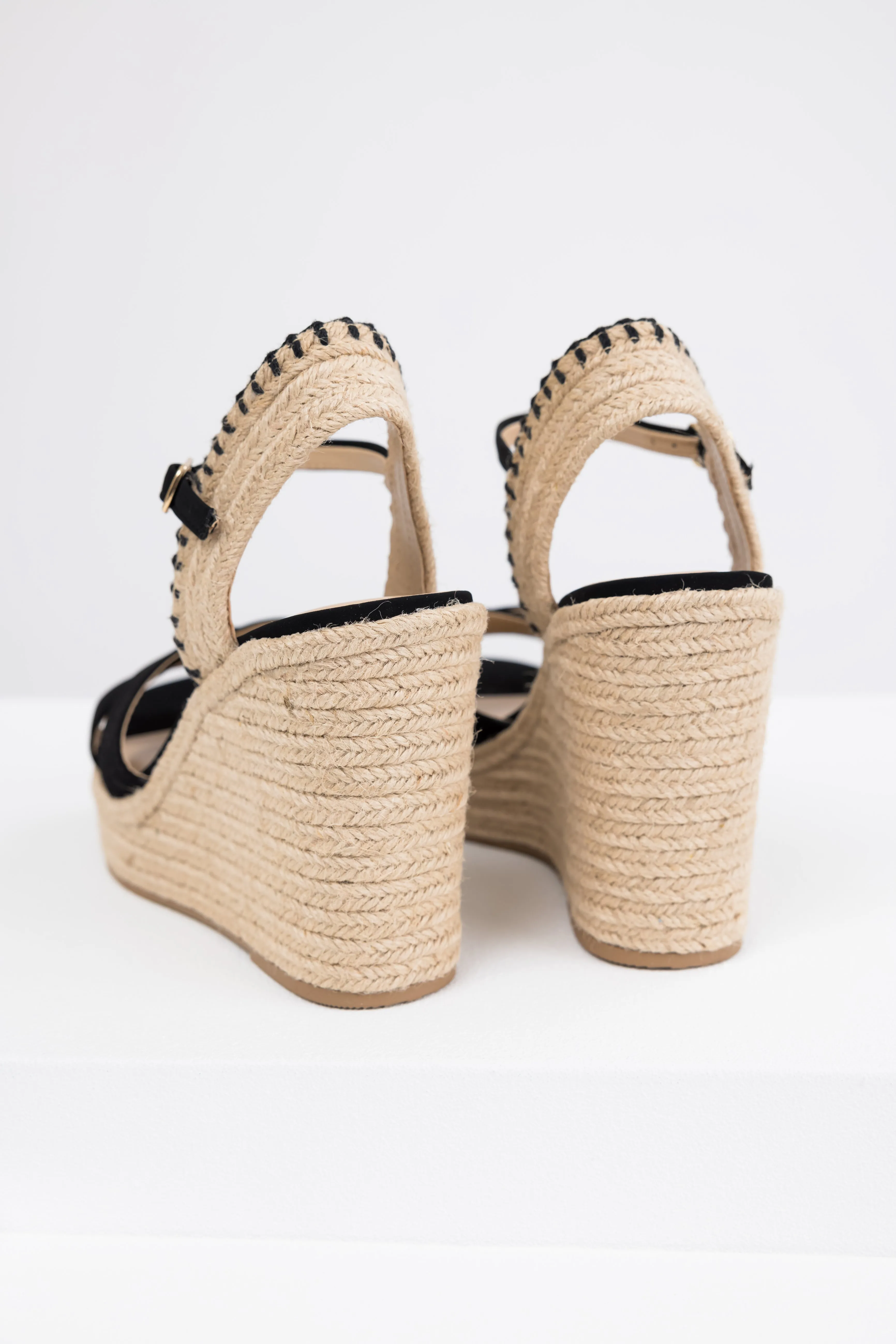 Black Cross Strap Platform Espadrille Wedges sold by Lime Lush product image thumbnail 3