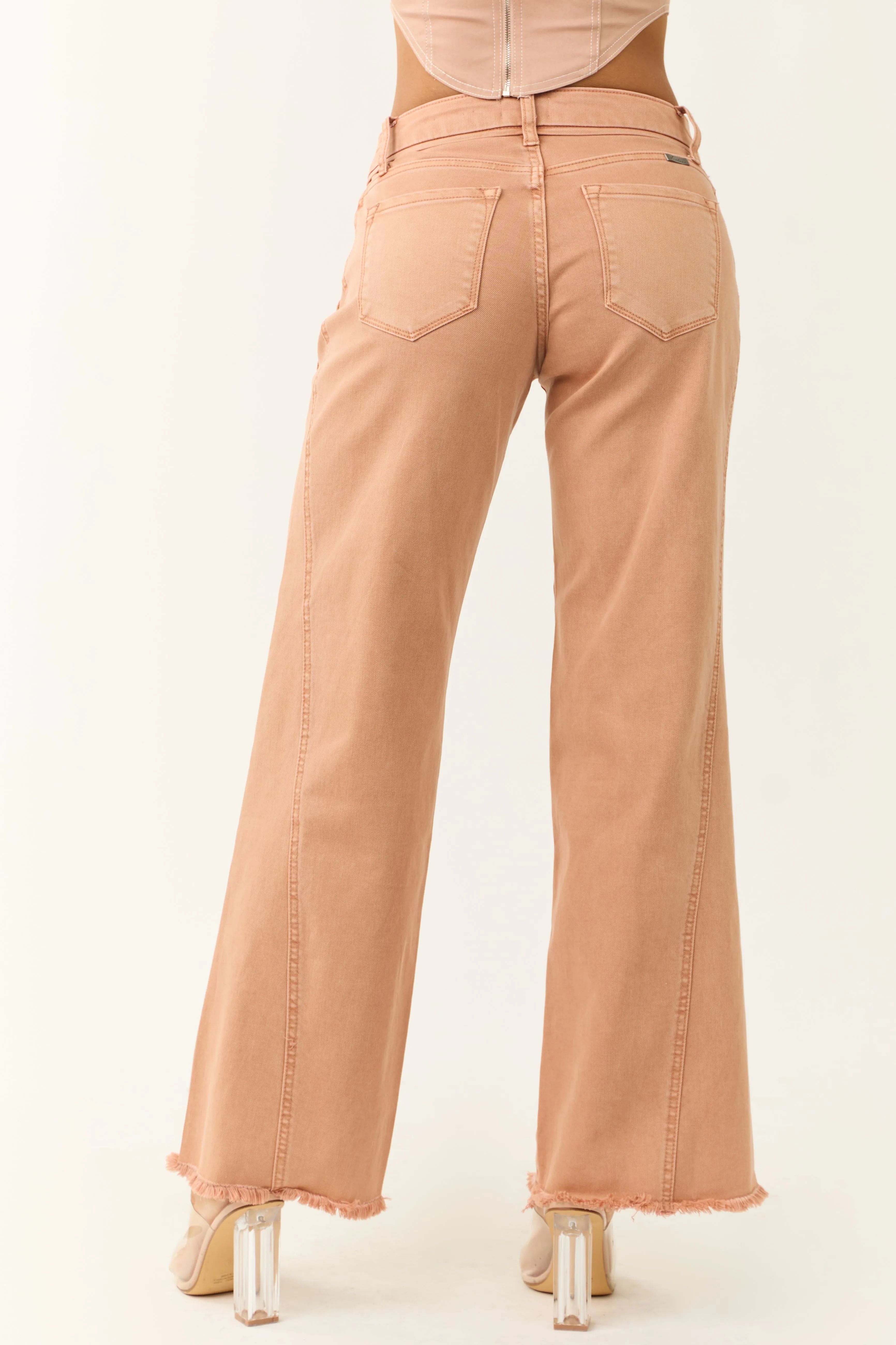 KanCan Apricot Wide Leg Frayed Hem Jeans sold by Lime Lush product image thumbnail 4