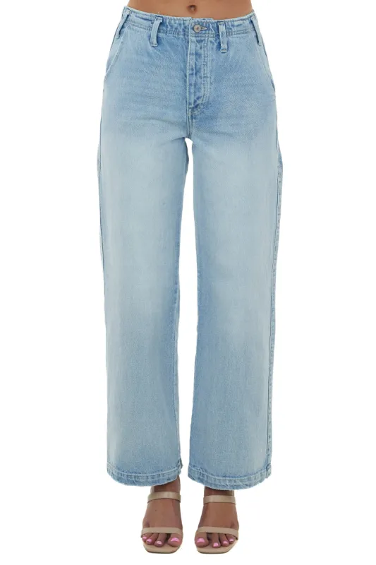 KanCan Light Wash Wide Leg Jeans with Side Pockets sold by Lime Lush