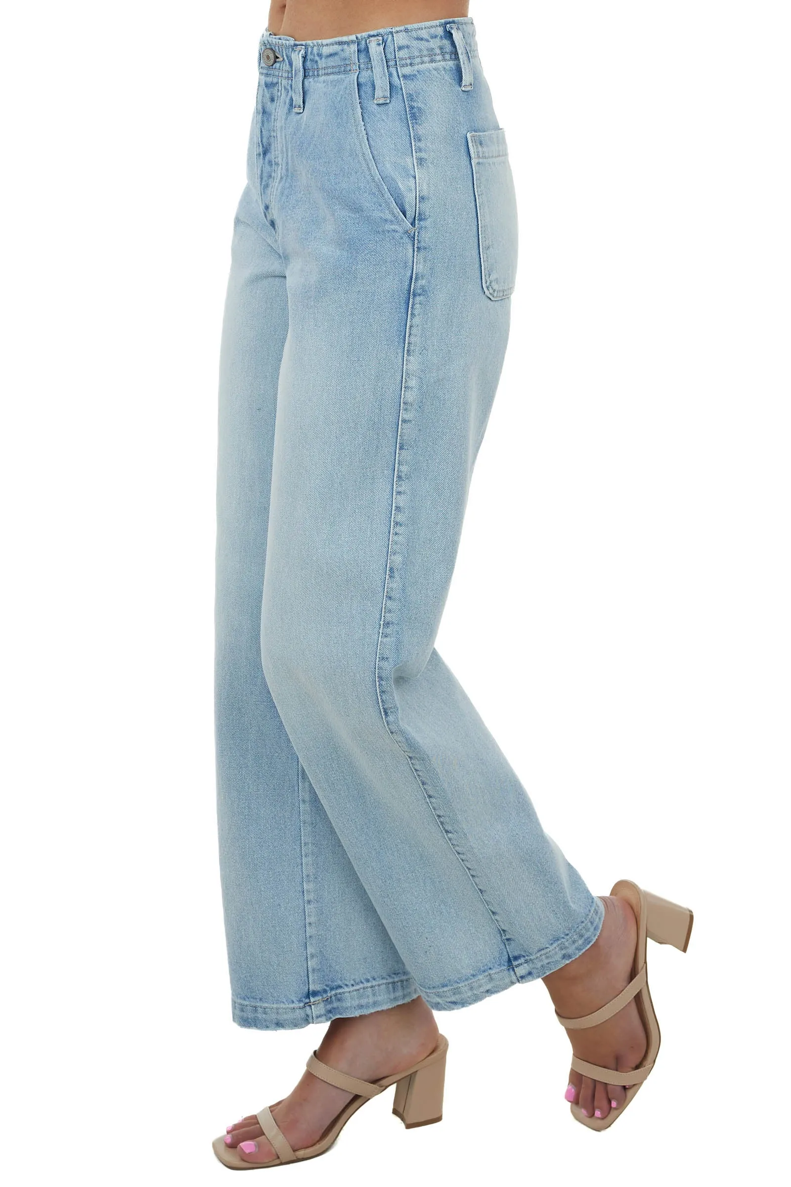 KanCan Light Wash Wide Leg Jeans with Side Pockets sold by Lime Lush product image thumbnail 2
