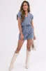 Light Wash Denim Button Down Romper sold by Lime Lush