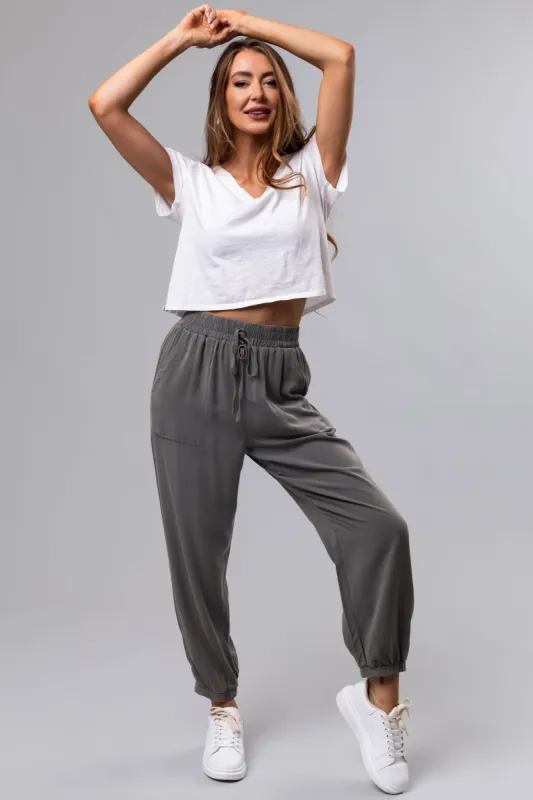 Ash Washed Lightweight Woven Joggers sold by Lime Lush