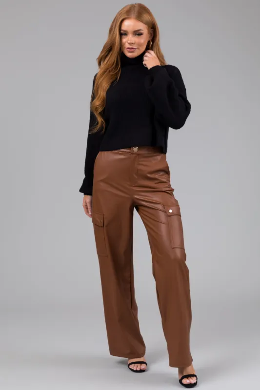 Spice Faux Leather Straight Leg Cargo Pants sold by Lime Lush