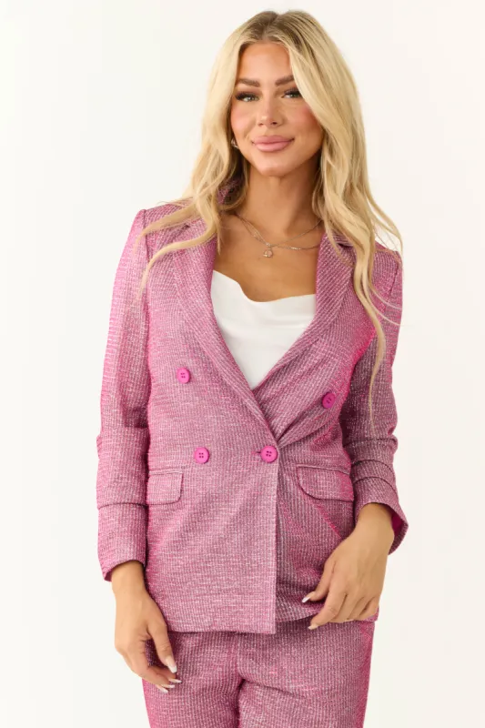 Mulberry Double Button Metallic Blazer sold by Lime Lush
