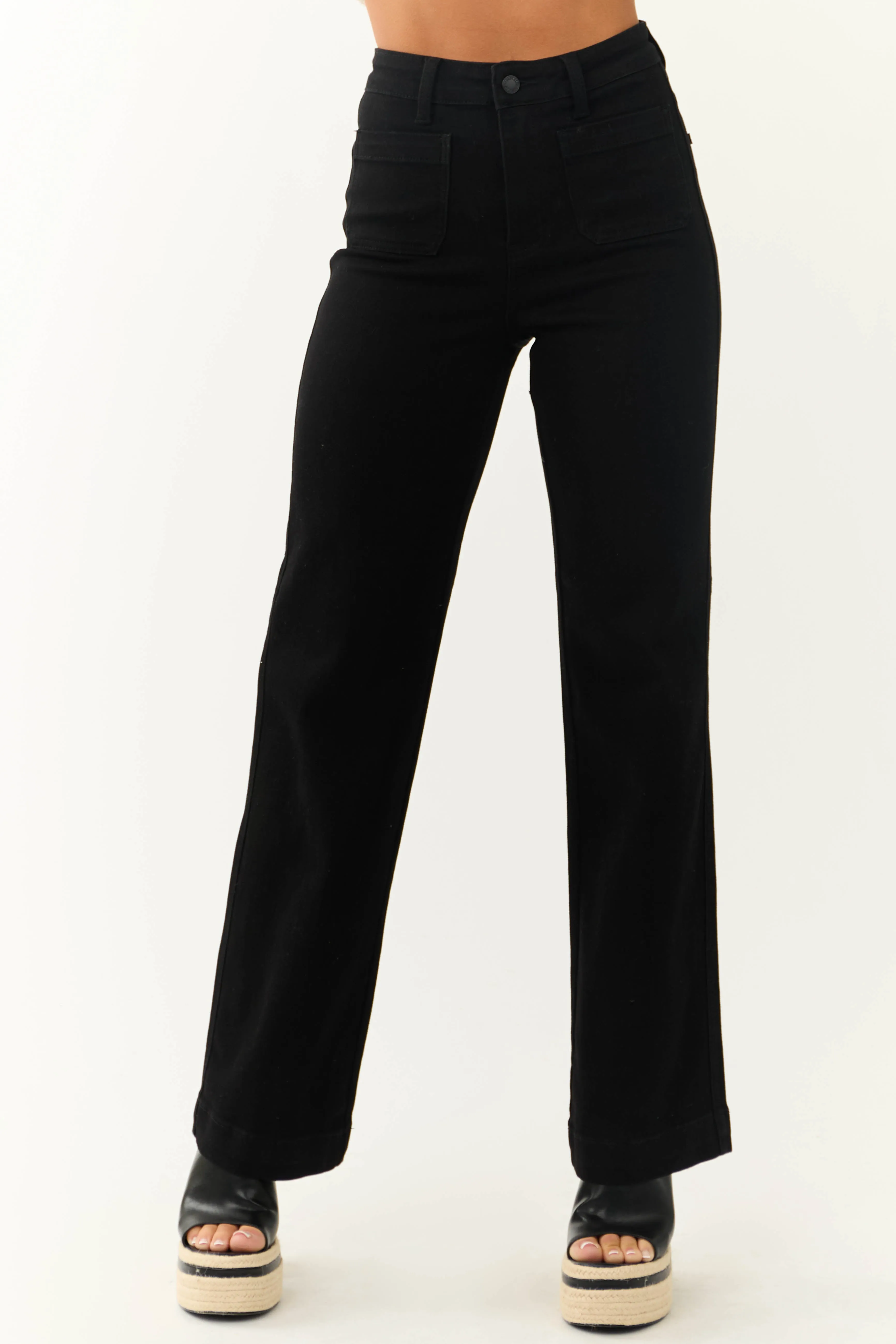 Judy Blue Black Patch Pocket Straight Jeans sold by Lime Lush
