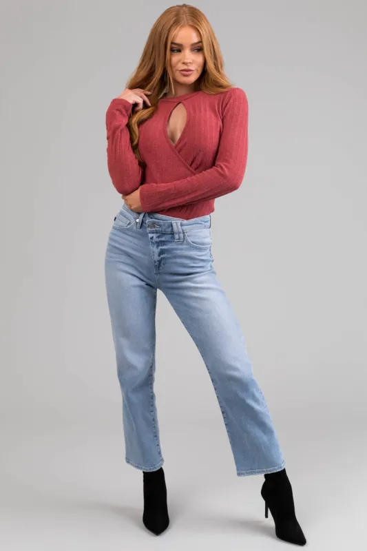 KanCan High Rise 90's Criss Cross Straight Jeans sold by Lime Lush