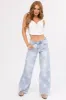 Risen Light Wash Star Print Wide Leg Jeans sold by Lime Lush