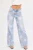Risen Light Wash Star Print Wide Leg Jeans sold by Lime Lush