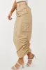 Beige Adjustable Ruched Sides Cargo Midi Skirt sold by Lime Lush