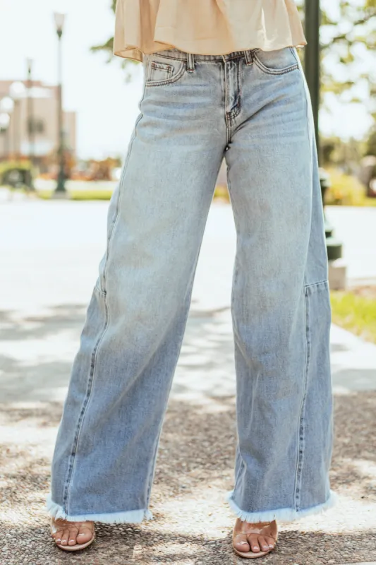 Cello Medium Wash Denim Mid Rise Wide Leg Jeans sold by Lime Lush