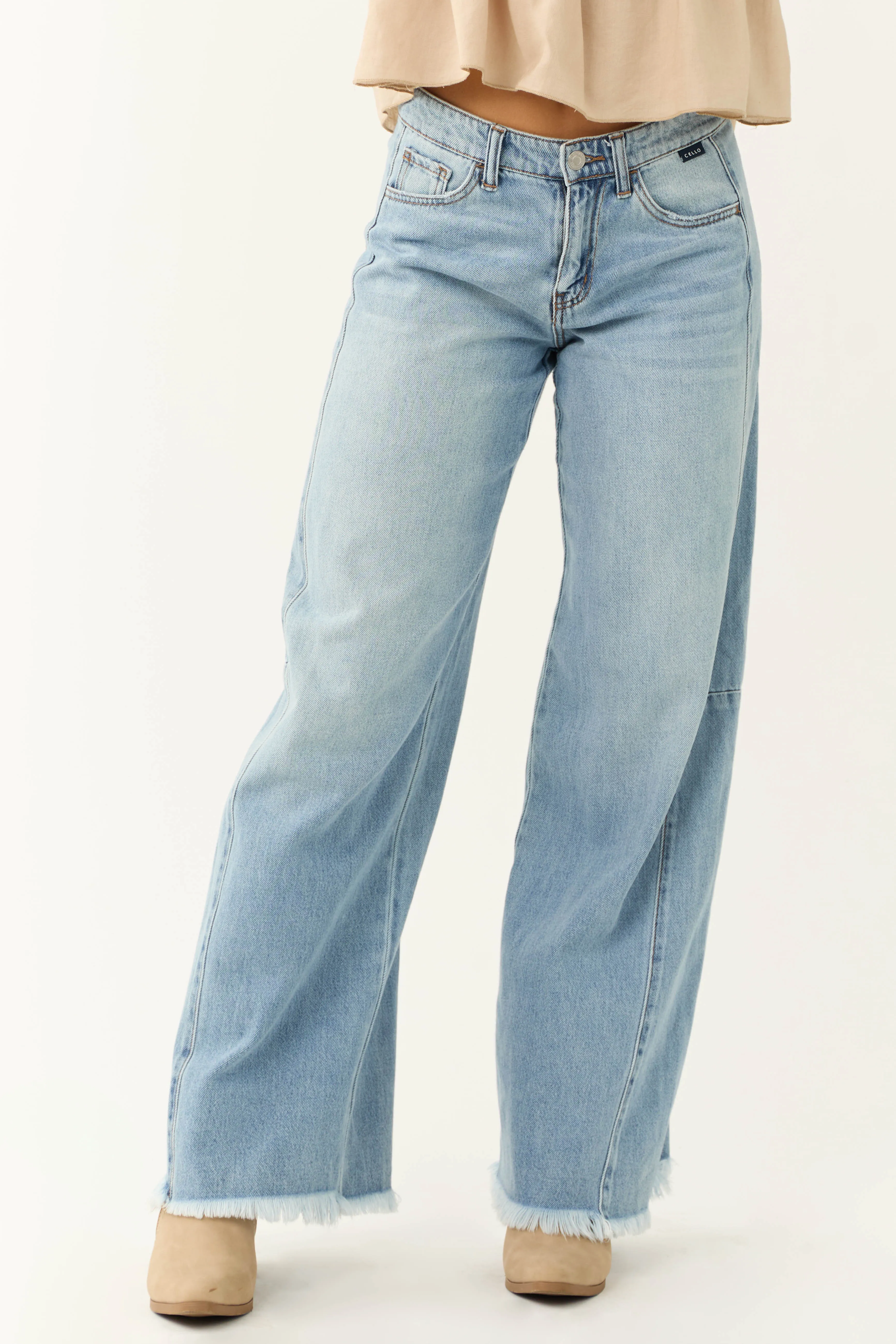 Cello Medium Wash Denim Mid Rise Wide Leg Jeans sold by Lime Lush product image thumbnail 2