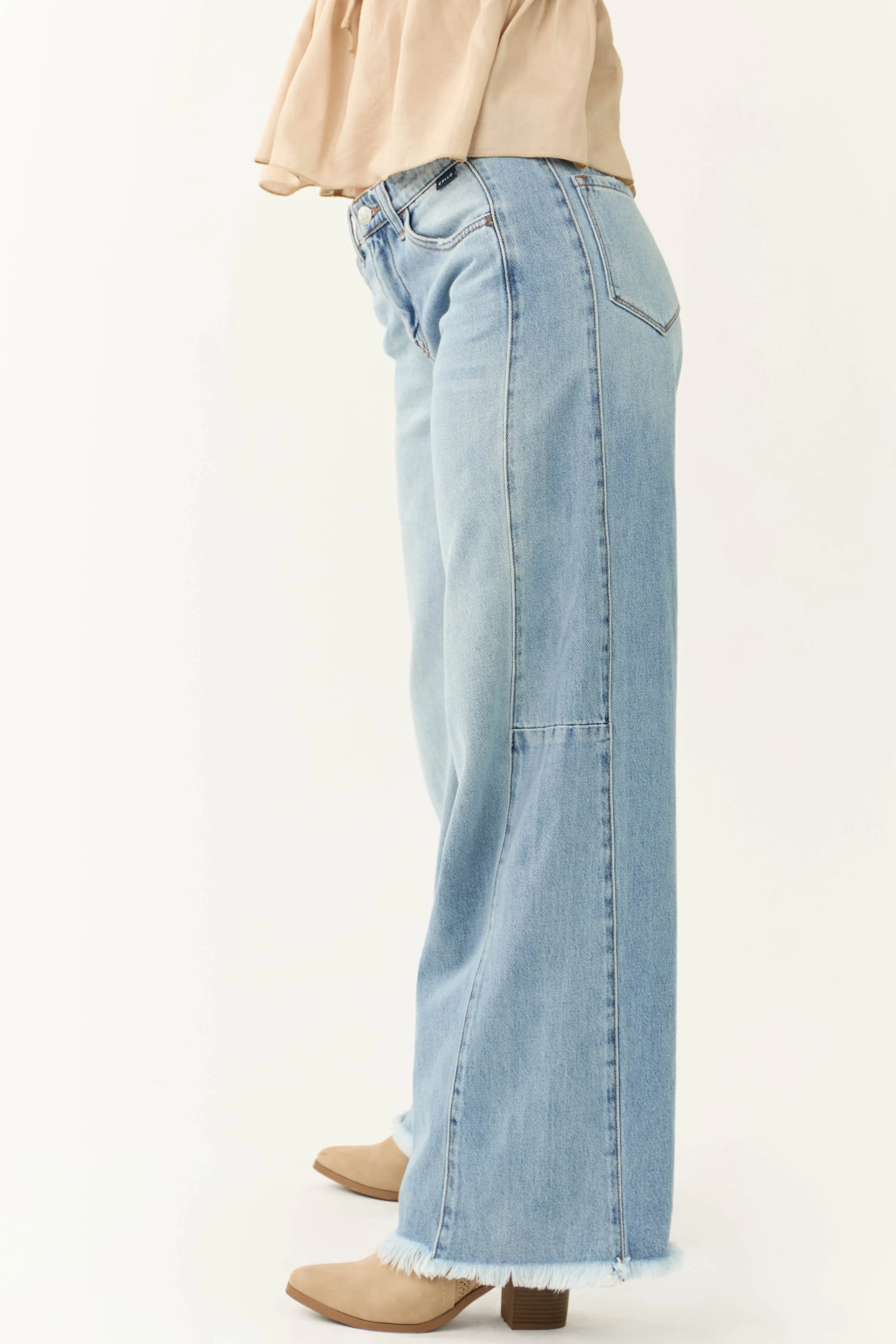 Cello Medium Wash Denim Mid Rise Wide Leg Jeans sold by Lime Lush product image thumbnail 4
