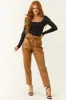 Brown Sugar Faux Leather Straight Leg Pants sold by Lime Lush
