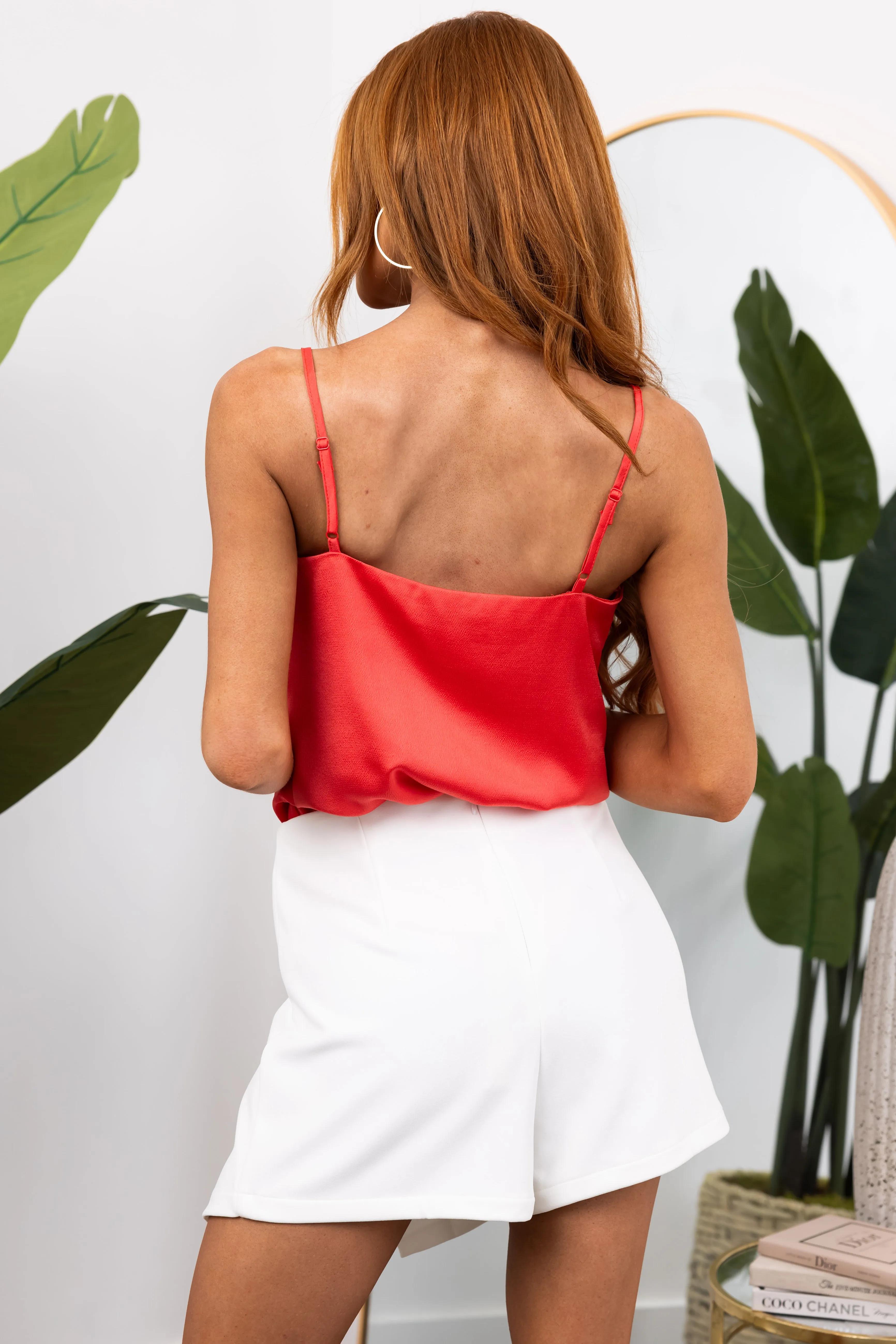 She+Sky Coral Draped Neck Sleeveless Bodysuit sold by Lime Lush product image thumbnail 4