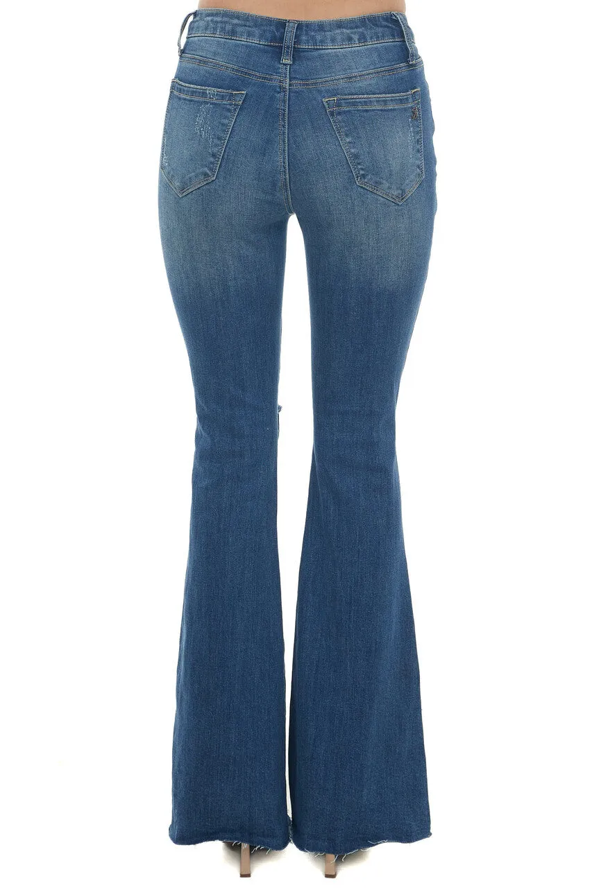 Special A Mid Wash High Rise Flare Leg Torn Denim Jeans sold by Lime Lush product image thumbnail 3