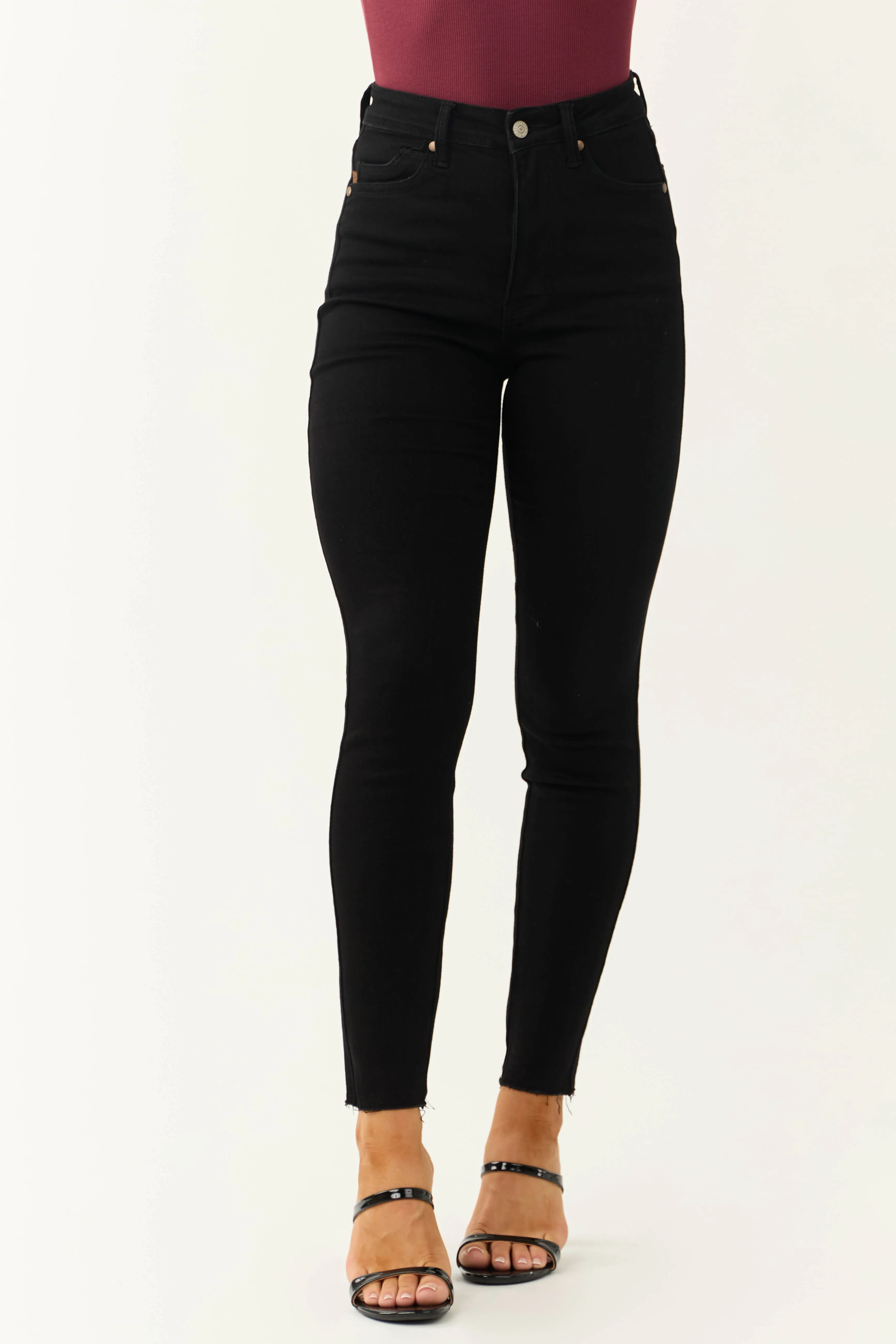 Judy Blue Black Tummy Control Skinny Jeans sold by Lime Lush