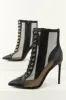 Black Sheer Mesh Lace Up Stiletto Booties sold by Lime Lush