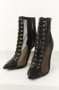 Black Sheer Mesh Lace Up Stiletto Booties sold by Lime Lush