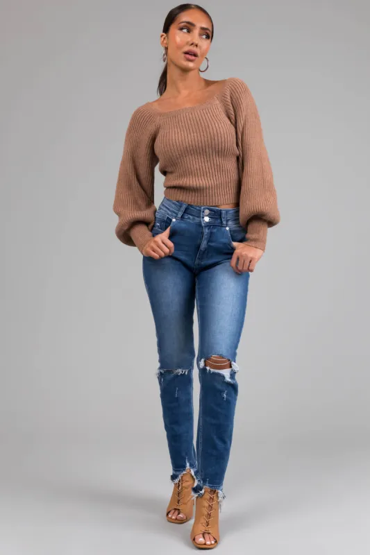 KanCan Medium Wash High Rise Distressed Jeans sold by Lime Lush