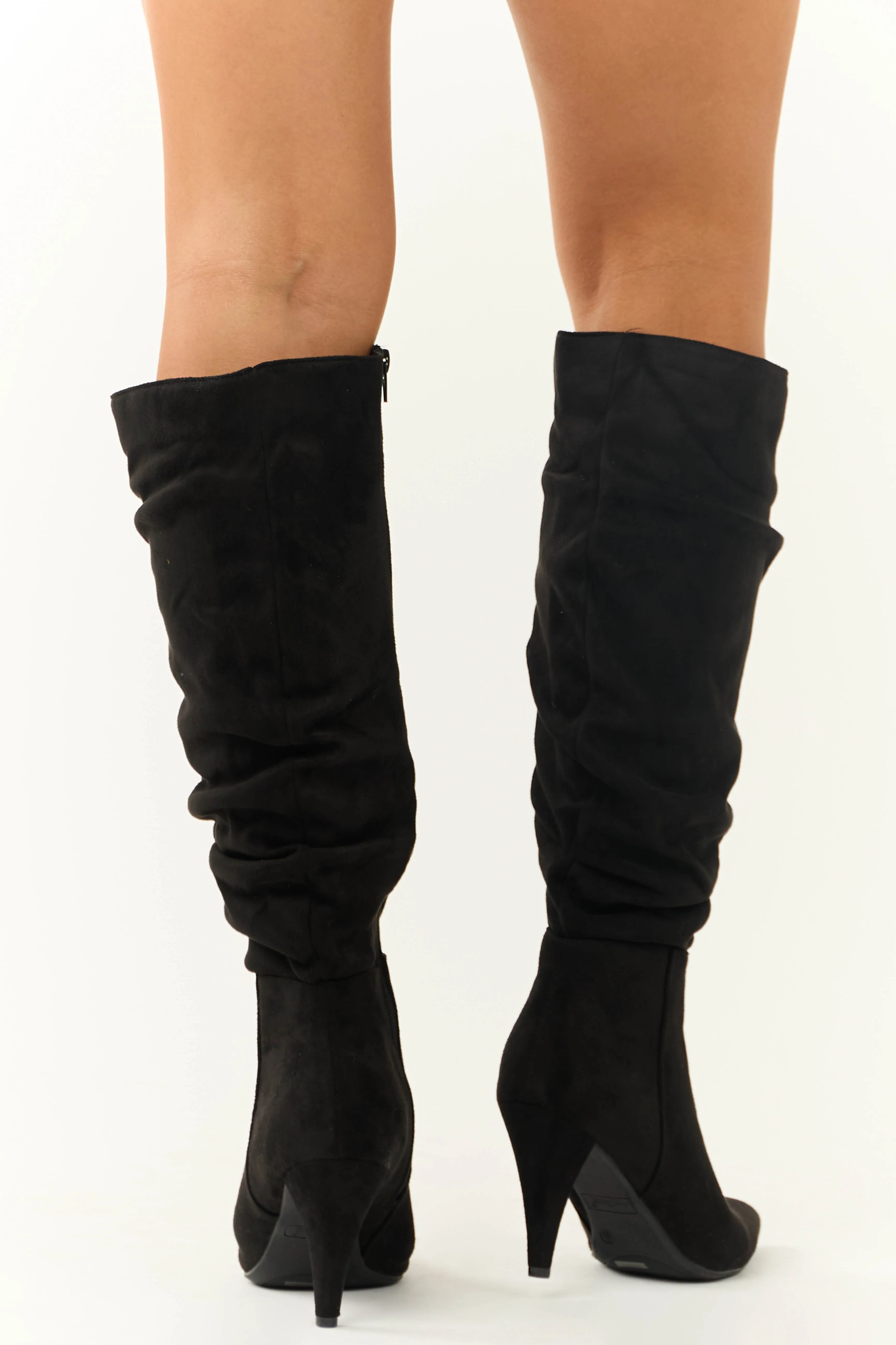 Black Slouchy Side Zip Up Pointed Heel Boots sold by Lime Lush product image thumbnail 4