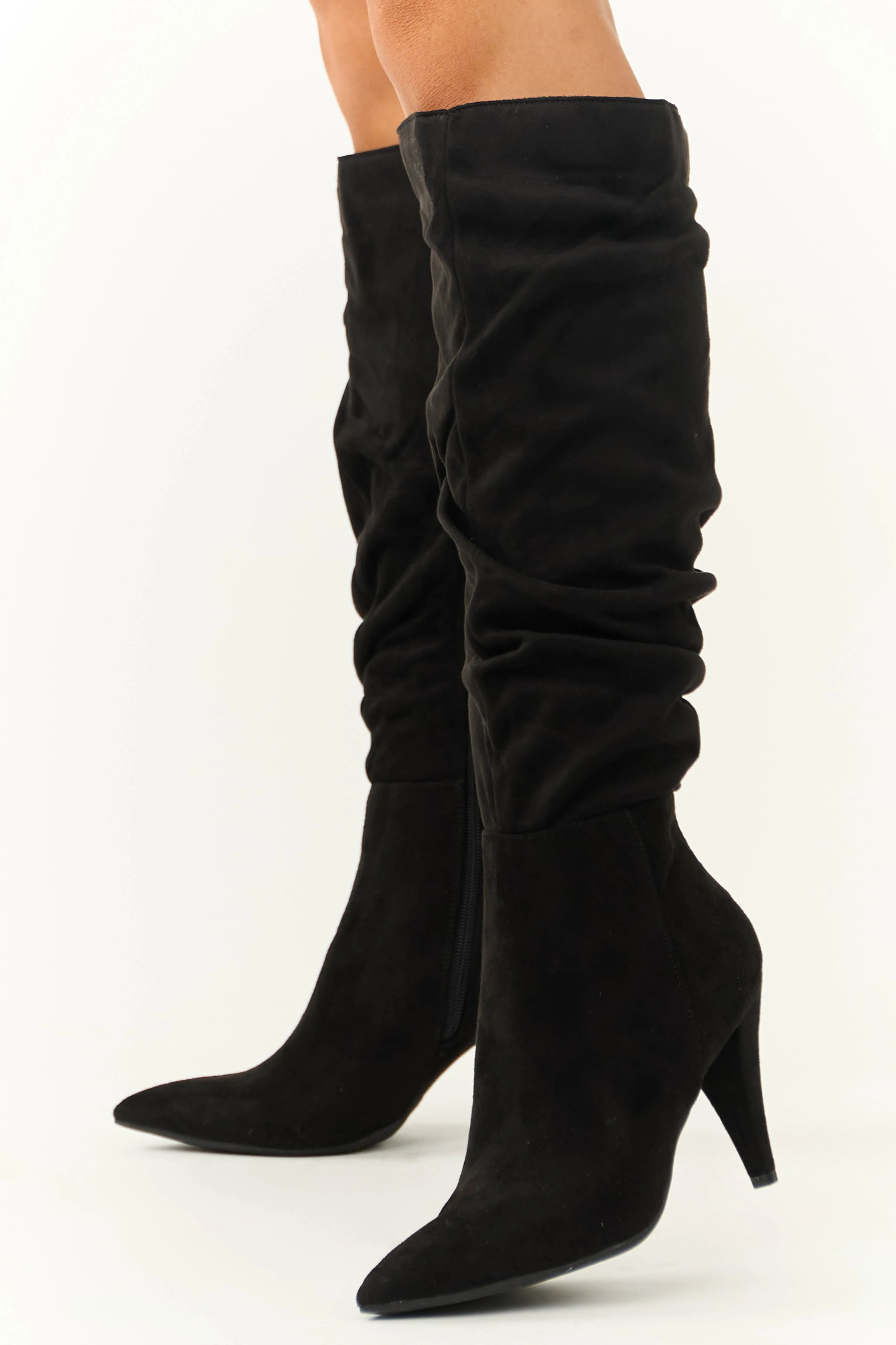 Black Slouchy Side Zip Up Pointed Heel Boots sold by Lime Lush product image thumbnail 3