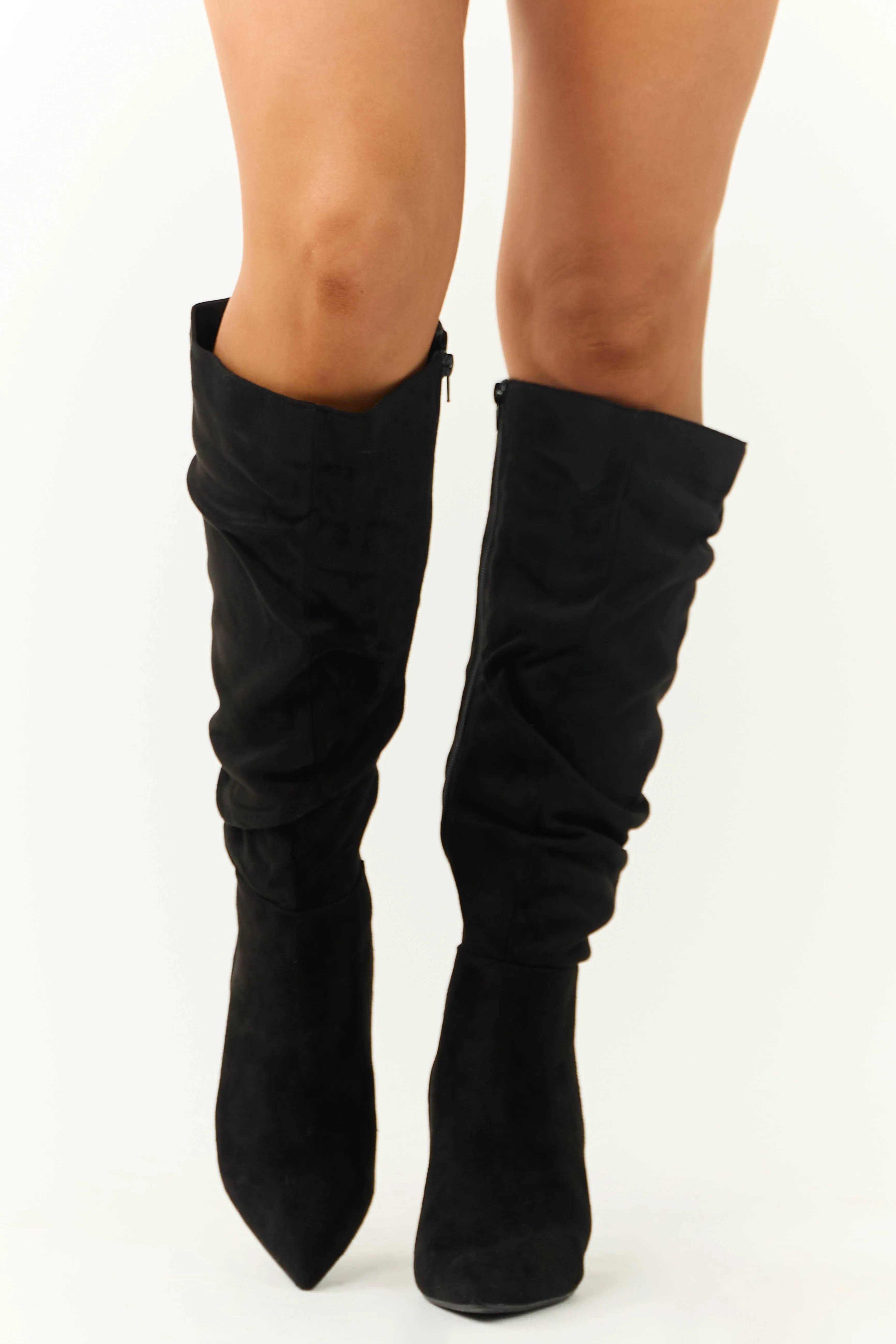 Black Slouchy Side Zip Up Pointed Heel Boots sold by Lime Lush product image thumbnail 2
