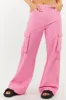 Timing Bubblegum High Rise Wide Leg Denim Cargo Pants sold by Lime Lush