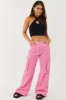Timing Bubblegum High Rise Wide Leg Denim Cargo Pants sold by Lime Lush