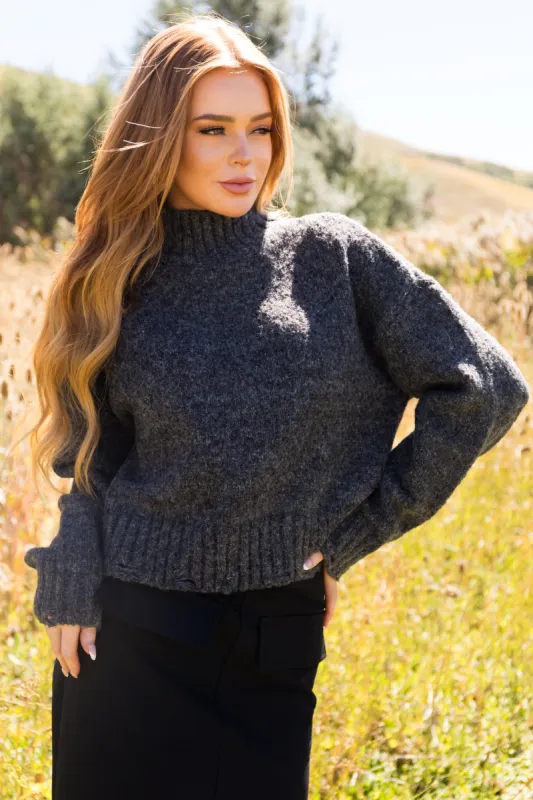 Black Two Tone Distressed Hem Sweater sold by Lime Lush