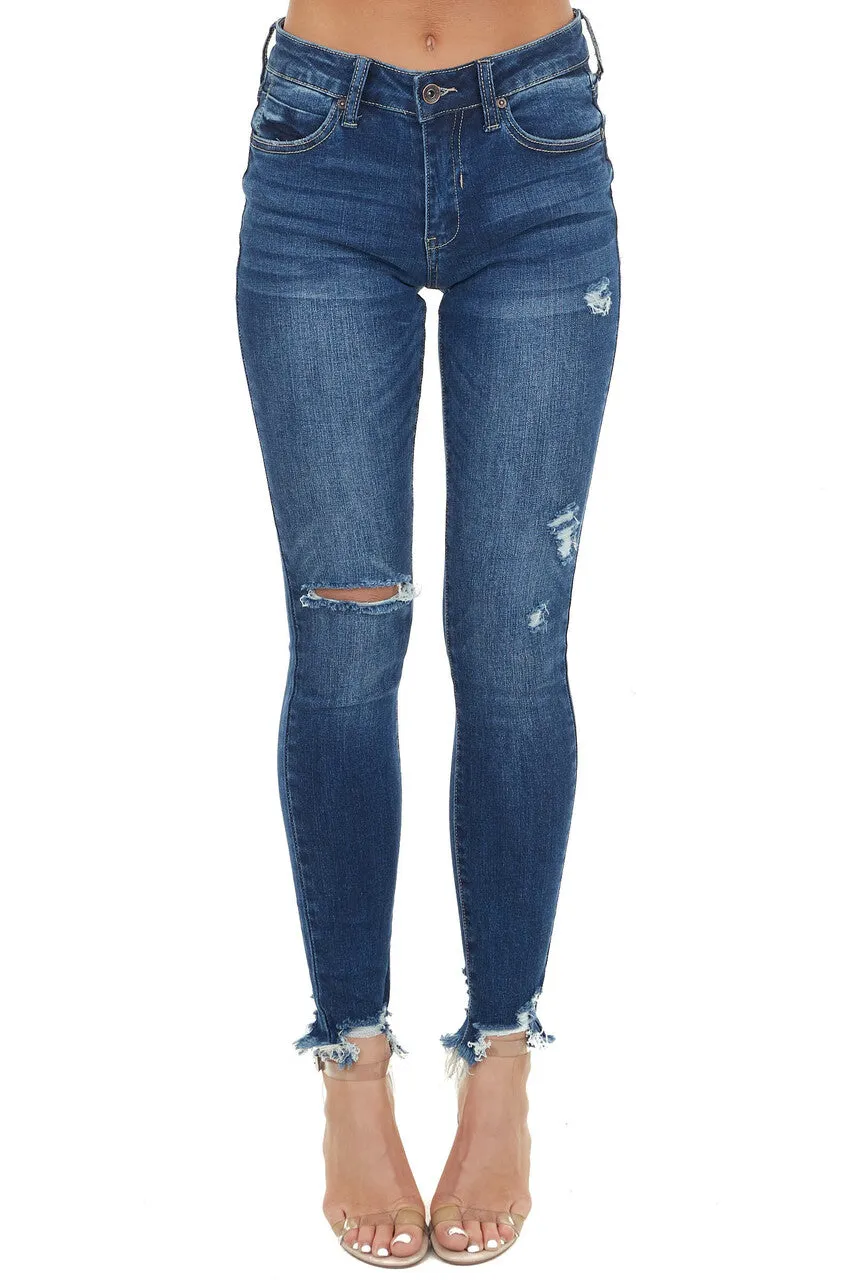 Special A Medium Wash Mid Rise Skinny Jean with Distressing sold by Lime Lush