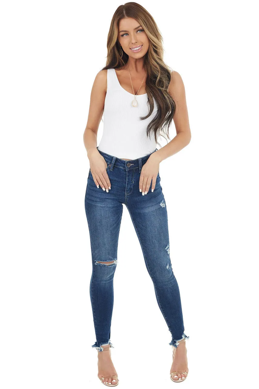 Special A Medium Wash Mid Rise Skinny Jean with Distressing sold by Lime Lush product image thumbnail 4