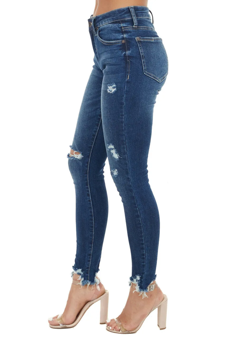 Special A Medium Wash Mid Rise Skinny Jean with Distressing sold by Lime Lush product image thumbnail 2