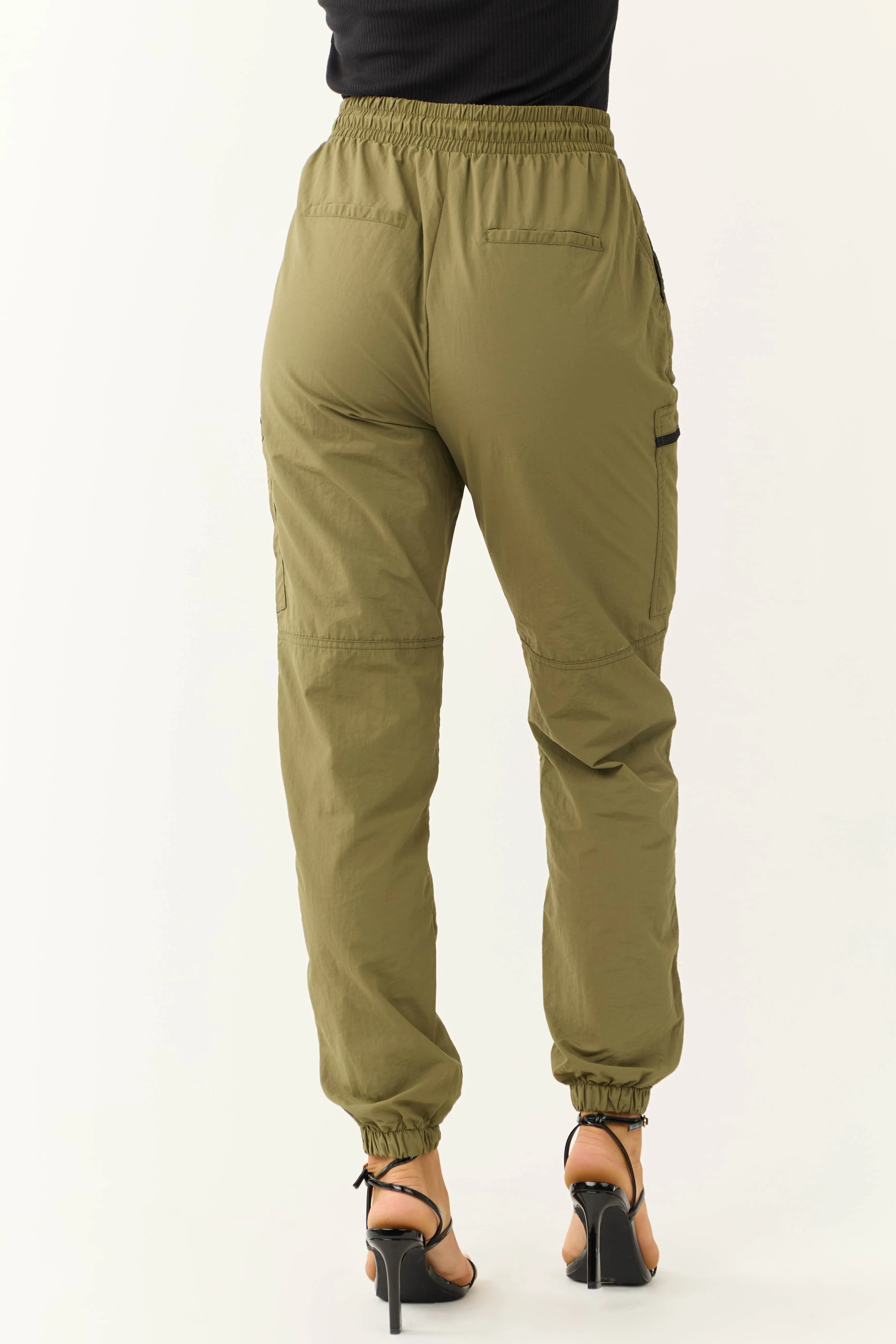 Olive Zipper Pocket Windbreaker Joggers sold by Lime Lush product image thumbnail 4