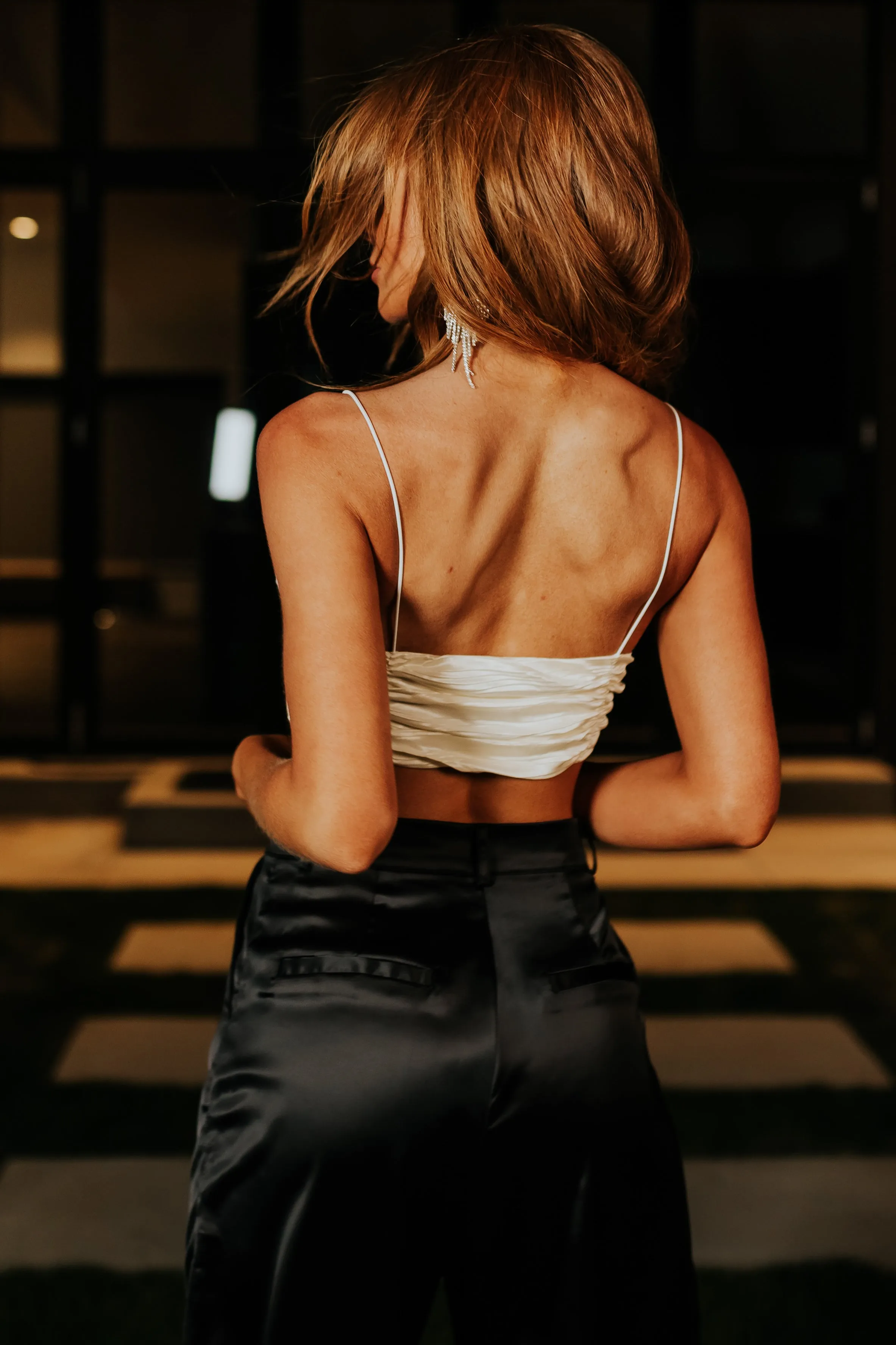 Cream Twist Front Textured Satin Crop Top sold by Lime Lush product image thumbnail 4