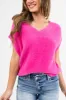 She+Sky Magenta V Neck Textured Sweater Vest sold by Lime Lush